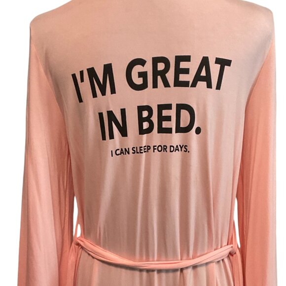 Los Angeles Trading Co Woman's PInk Robe " Im Great In Bed " NWOT one size - Picture 5 of 7
